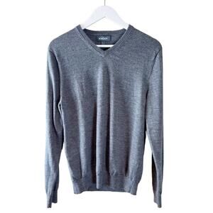 Bonobos Men’s V-Neck Extra‎ Fine Merino Wool Slim Fit Sweater Gray Sz L